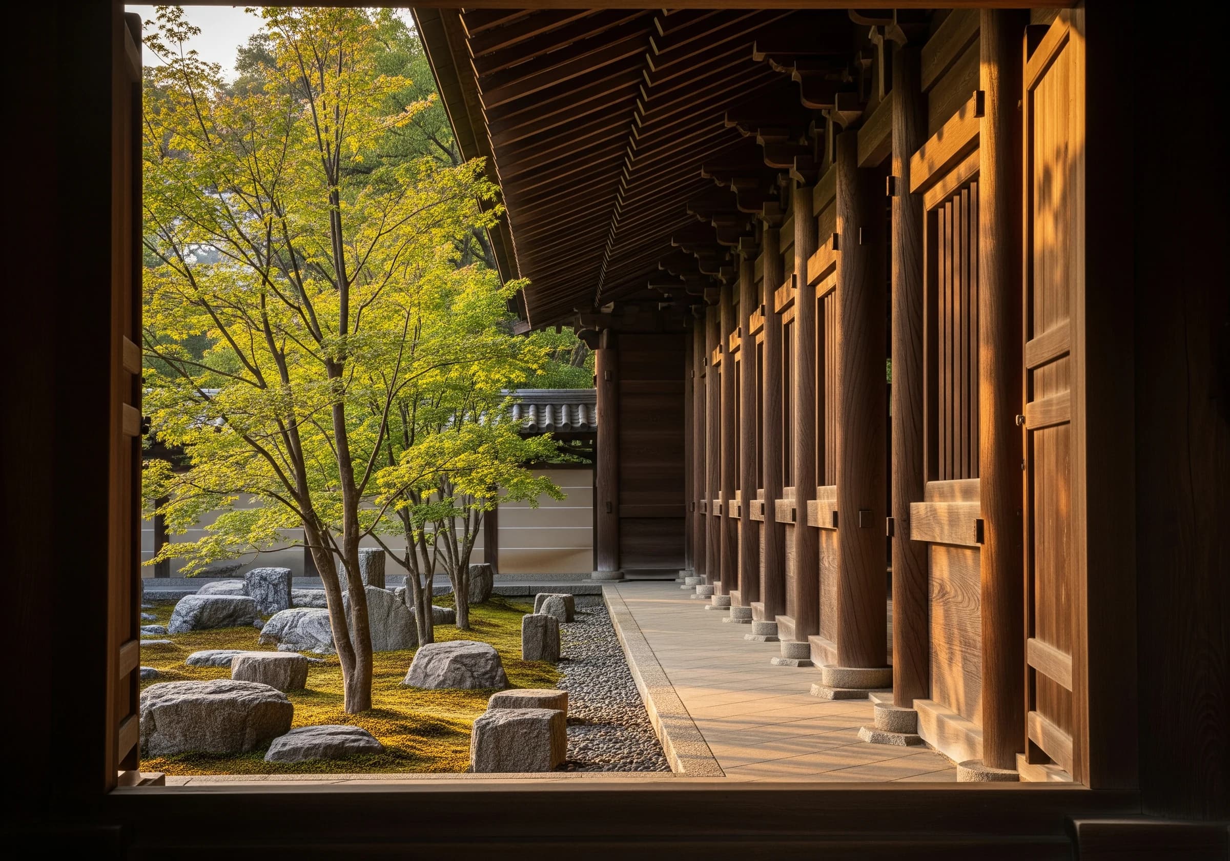穏やかな寺院の参道